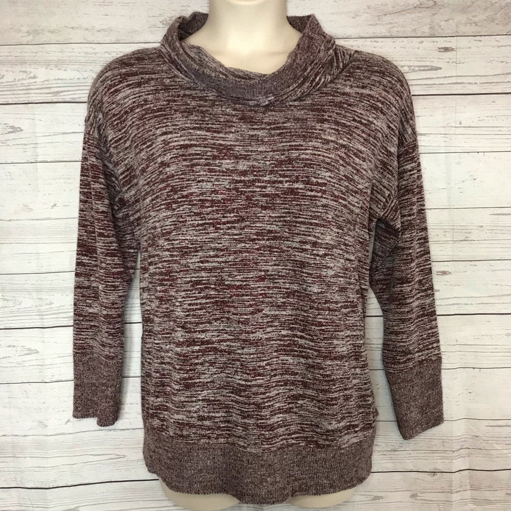 T by Talbots Cowl Neck Marled Active Sweater